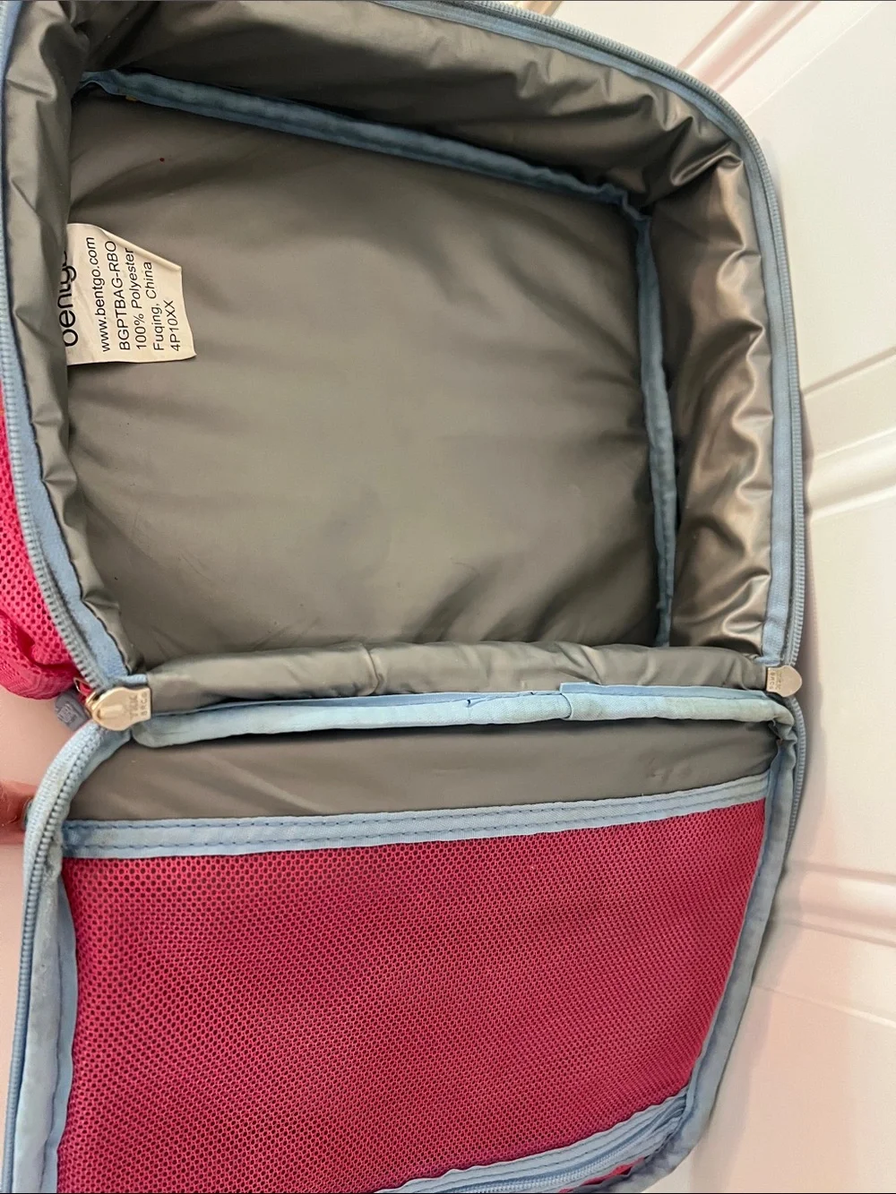 Pink Rainbow & Cloud Kids Lunch Bag with Blue Handle